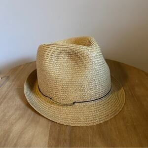 ✨ Merona Natural Woven Paper Gold Beaded String Summer Beach Fedora Hat One Size